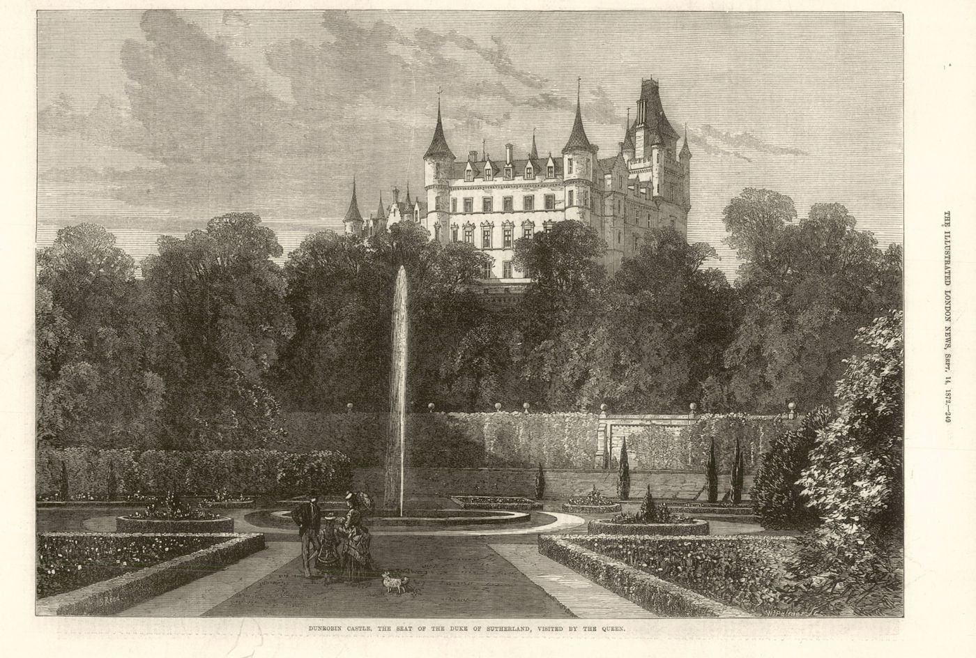 Dunrobin Castle, seat of the Duke of Sutherland, visited by Queen Victoria 1872